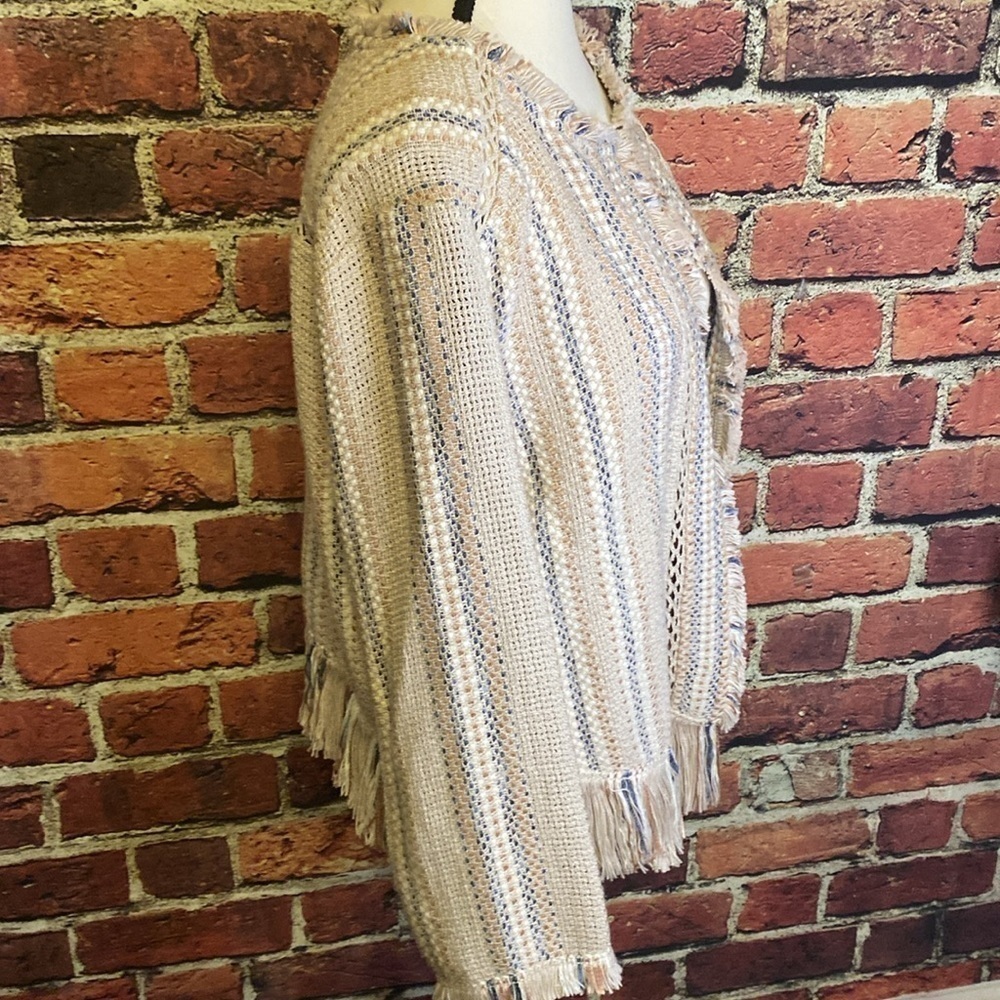 Nic + Zoe DASHING Days Boho Fringe Open Front Jacket Size - Picture 9 of 14